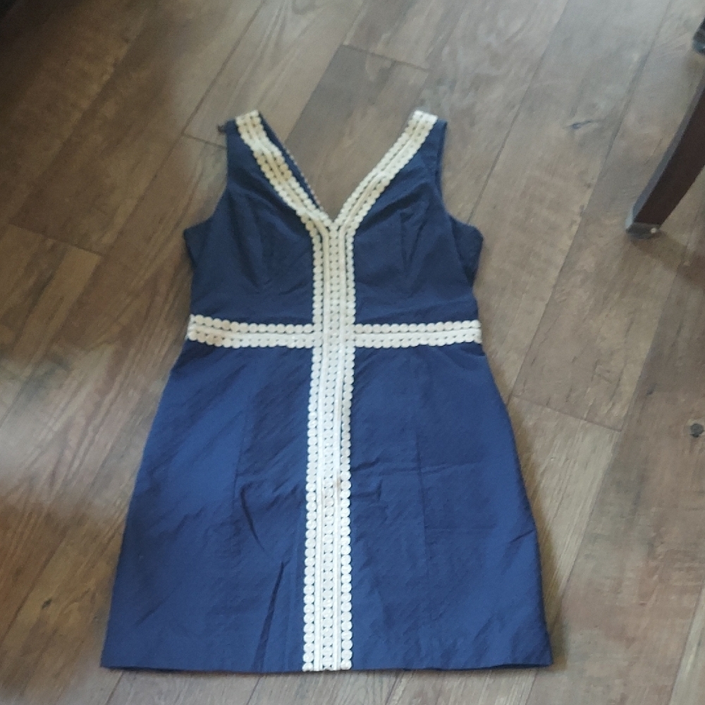 Lilly Pulitzer Navy Blue Dress with Cream Accents